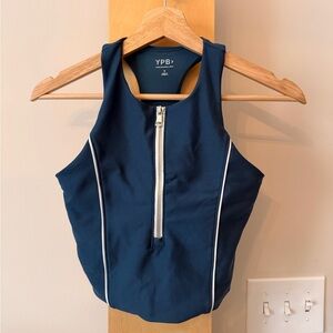 Abercrombie & Fitch Navy Blue Racerback Zip Tank Top